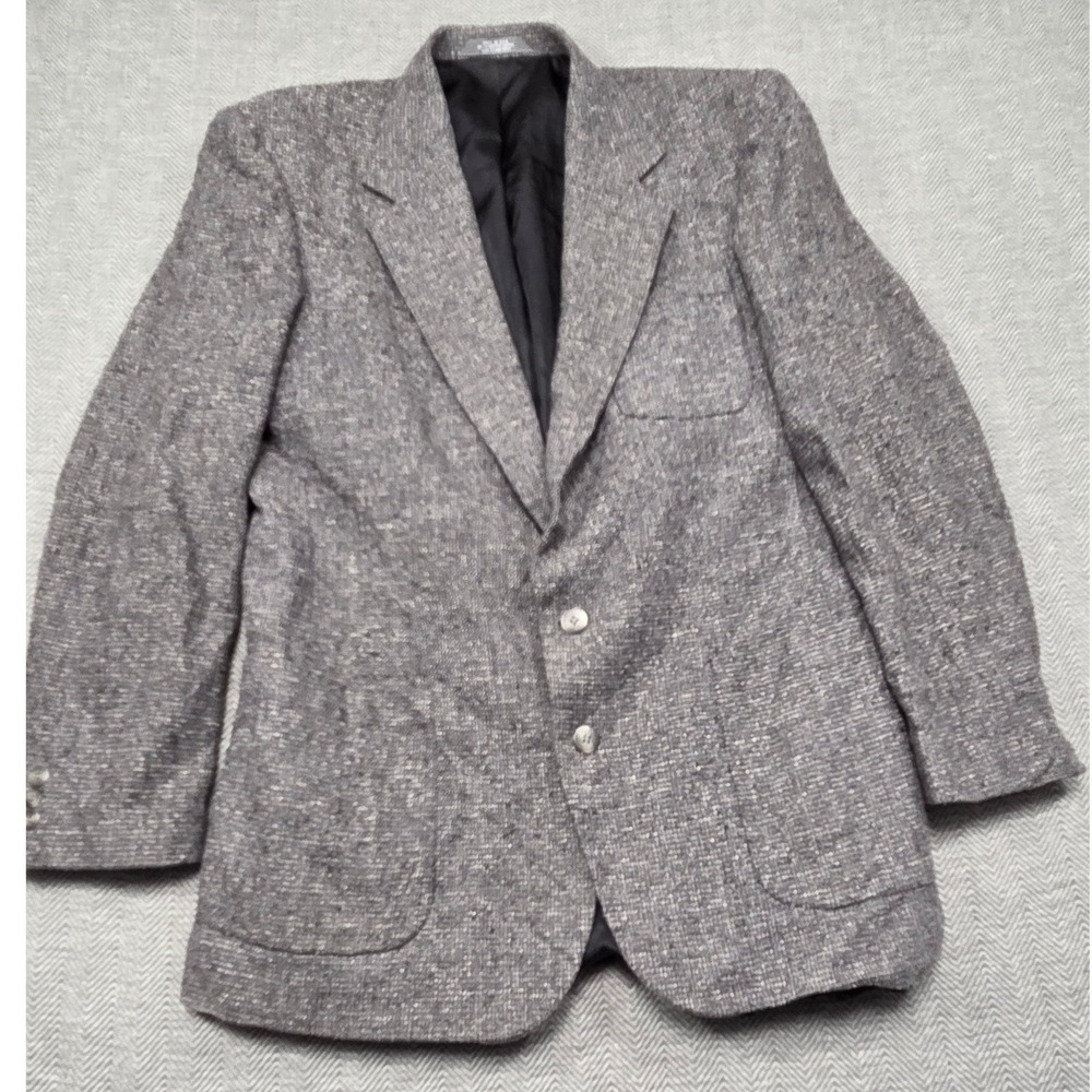 Haggar Imperial Athletic Fit Blazer Grey Textured Sport Coat Made in USA‎ Mens